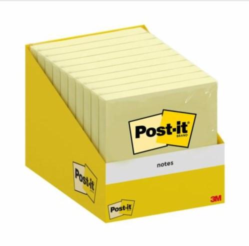 Confezione Post-It da 10 blocchi da 100 foglietti adesivi riposizionabili - Forma quadrata - 76x76 mm - Colore giallo chiaro Confezione Post-It da 10 blocchi da 100 foglietti adesivi riposizionabili - Forma quadrata - 76x76 mm - Colore giallo chiaro