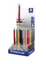 Staedtler Triplus Espositore con 12 penne a sfera retrattili - Inchiostro blu - Larghezza tratto M - Colori assortiti