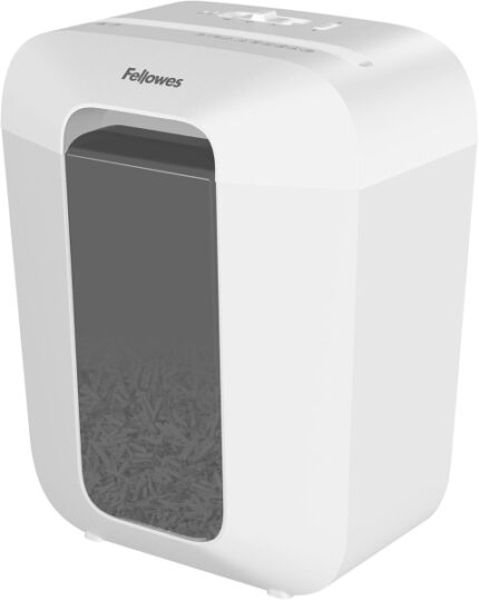 Fellowes LX50 Distruggidocumenti manuale a taglio in particelle P-4 - Distrugge fino a 9 fogli alla volta - Capacità del cestino 17 L - Colore bianco