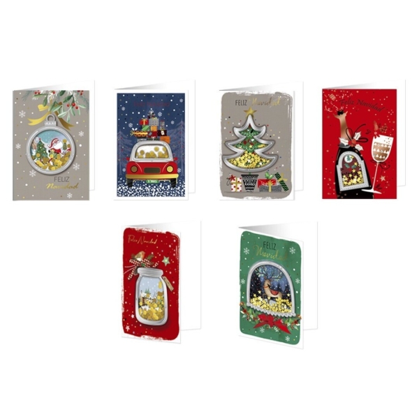 Bismark Biglietto di auguri natalizi con busta - Decorato con coriandoli - 6 diversi modelli
