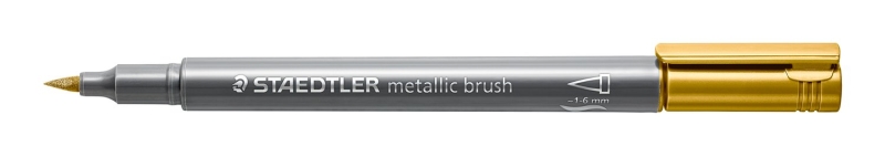 Staedtler Metallic Brush Pennarello a punta pennello - Tratto 1 - 6 mm circa - Inchiostro a base d'acqua - Colore oro