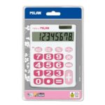 Milan Nata Calcolatrice da tavolo a 8 cifre - Tasti grandi - Spegnimento automatico - Colore bianco e rosa - immagine 2