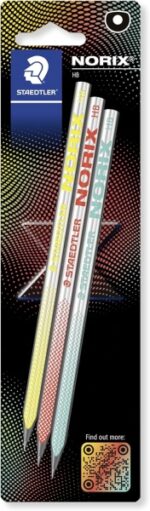 Staedtler Norix Confezione da 3 matite di grafite HB - Legno nero - Design intelligente