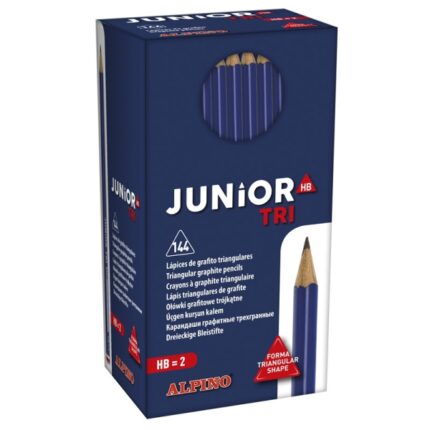 Alpino Junior Tri Pack con 144 matite di grafite HB triangolari - Spazio per il nome