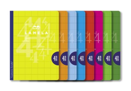 Lamela Confezione da 10 quaderni pinzati con 50 fogli da 90 g/m² con margine - Formato A4 - Righe a 4 mm - Copertina in cartoncino plastificato - Carta offset bianca extra - Colori assortiti