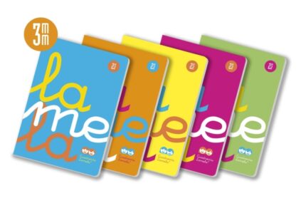 Lamela Confezione da 5 quaderni cuciti con 50 fogli da 90 g/m² con margine - Formato A4 - Righe a quadratini da 3 mm - Copertina in polipropilene fluorescente - Carta offset bianca extra - Colori assortiti