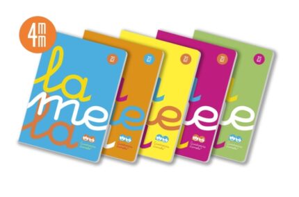 Lamela Confezione da 5 quaderni rilegati con 50 fogli da 90 g/m² con margine - Formato A4 - Righe a 4 mm - Copertina in polipropilene fluorescente - Carta offset bianca extra - Colori assortiti