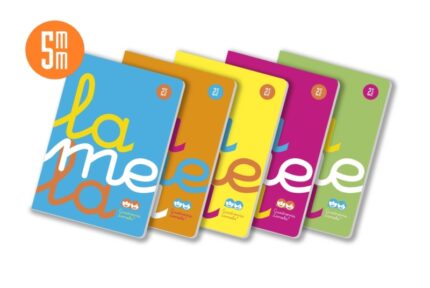 Lamela Confezione da 5 quaderni rilegati con 50 fogli da 90 g/m² con margine - Formato A4 - Righe a quadratini da 5 mm - Copertina in polipropilene fluorescente - Carta offset bianca extra - Colori assortiti