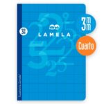Lamela Confezione da 10 quaderni rilegati con 50 fogli da 70 g/m² con margine - Formato quarto - Righe a quadretti da 3 mm - Copertina in cartoncino plastificato - Carta offset bianca extra - Colori assortiti - immagine 3