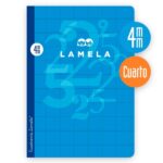 Lamela Confezione da 10 quaderni pinzati con 50 fogli da 70 g/m² con margine - Formato quarto - Righe a quadretti da 4 mm - Copertina in cartoncino plastificato - Carta offset bianca extra - Colori assortiti - immagine 3