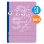 Lamela Confezione da 10 quaderni pinzati con 50 fogli da 70 g/m² con margine - Formato quarto - Righe a quadratini da 5 mm - Copertina in cartoncino plastificato - Carta offset bianca extra - Colori assortiti - immagine 4