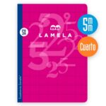 Lamela Confezione da 10 quaderni pinzati con 50 fogli da 70 g/m² con margine - Formato quarto - Righe a quadratini da 5 mm - Copertina in cartoncino plastificato - Carta offset bianca extra - Colori assortiti - immagine 5