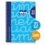 Lamela Quaderno a spirale con 80 fogli da 70 g/m² con margine - Formato quarto - Righe da 2