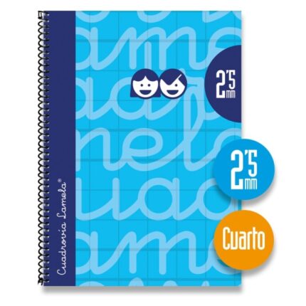 Lamela Quaderno a spirale con 80 fogli da 70 g/m² con margine - Formato quarto - Righe da 2