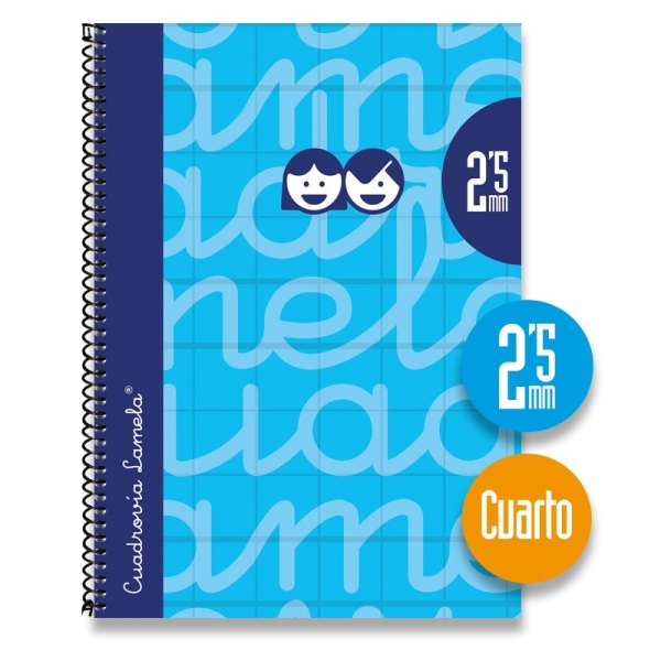 Lamela Quaderno a spirale con 80 fogli da 70 g/m² con margine - Formato quarto - Righe da 2