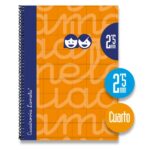 Lamela Quaderno a spirale con 80 fogli da 70 g/m² con margine - Formato quarto - Righe Cuadrovia da 2