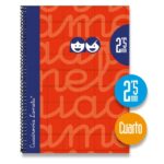 Quaderno a spirale Lamela con 80 fogli da 70 g/m² con margine - Formato quarto - Righe da 2