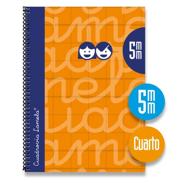 Lamela Quaderno a spirale con 80 fogli da 70 g/m² con margine - Formato quarto - Righe a quadratini da 5 mm - Copertina extra rigida - Carta offset bianca extra - Colore arancione Lamela Quaderno a spirale con 80 fogli da 70 g/m² con margine - Formato quarto - Righe a quadratini da 5 mm - Copertina extra rigida - Carta offset bianca extra - Colore arancione