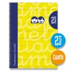 Lamela Quaderno a spirale con 80 fogli da 70 g/m² con margine - Formato quarto - Righe a 2