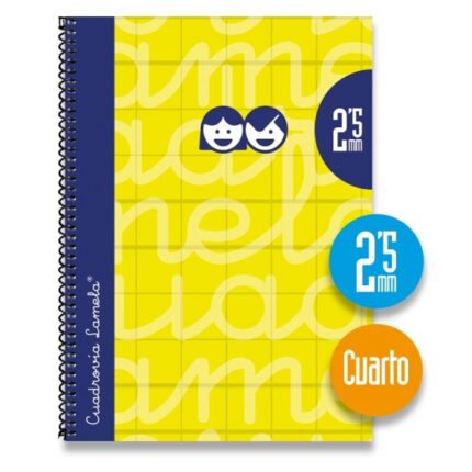 Lamela Quaderno a spirale con 80 fogli da 70 g/m² con margine - Formato quarto - Righe a 2