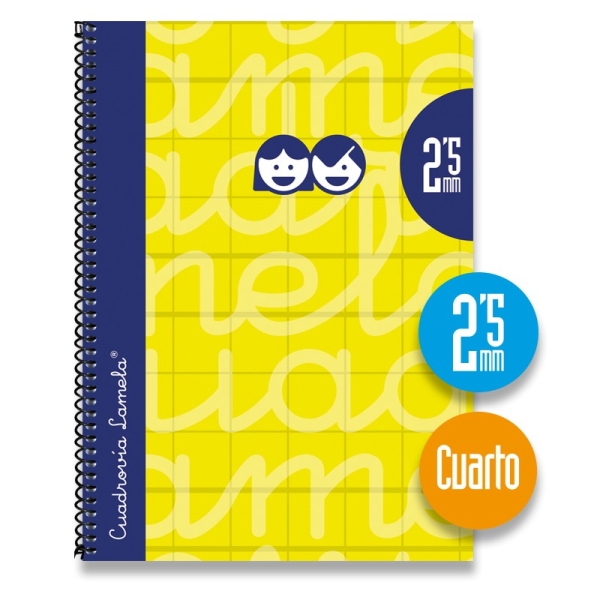Lamela Quaderno a spirale con 80 fogli da 70 g/m² con margine - Formato quarto - Righe a 2