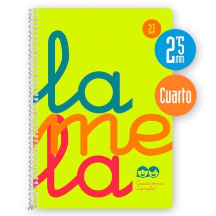 Quaderno a spirale Lamela con 80 fogli da 90 g/m² con margine - Formato quarto - Righe da 2