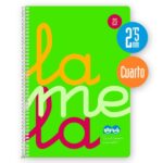 Quaderno a spirale Lamela con 80 fogli da 90 g/m² con margine - Formato quarto - Righe a quadratini da 2