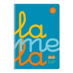 Quaderno a spirale Lamela con 80 fogli da 90 g/m² con margine - Formato quarto - Righe a quadratini da 5 mm - Copertina extra rigida - Carta offset bianca extra - Colore blu