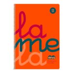 Quaderno a spirale Lamela con 80 fogli da 90 g/m² con margine - Formato quarto - Righe da 5 mm - Copertina extra rigida - Carta offset bianca extra - Colore arancione