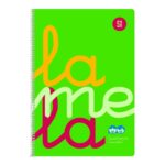 Quaderno a spirale Lamela con 80 fogli da 90 g/m² con margine - Formato quarto - Righe da 5 mm - Copertina extra rigida - Carta offset bianca extra - Colore verde