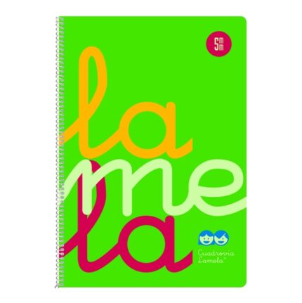 Quaderno a spirale Lamela con 80 fogli da 90 g/m² con margine - Formato quarto - Righe da 5 mm - Copertina extra rigida - Carta offset bianca extra - Colore verde