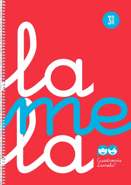 Quaderno a spirale Lamela con 80 fogli da 90 g/m² con margine - Formato quarto - Righe a quadratini da 3 mm - Copertina extra rigida - Carta offset bianca extra - Colore rosso