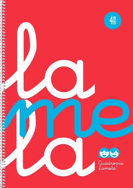 Quaderno a spirale Lamela con 80 fogli da 90 g/m² con margine - Formato quarto - Righe da 4 mm - Copertina extra rigida - Carta offset bianca extra - Colore rosso