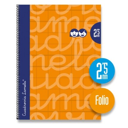 Quaderno a spirale Lamela con 80 fogli da 90 g/m² con margine - Formato Folio - Righe a quadratini da 2