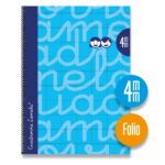Lamela Quaderno a spirale con 80 fogli da 90 g/m² con margine - Formato Folio - Righe a quadratini da 4 mm - Copertina extra rigida - Carta offset bianca extra - Colore blu