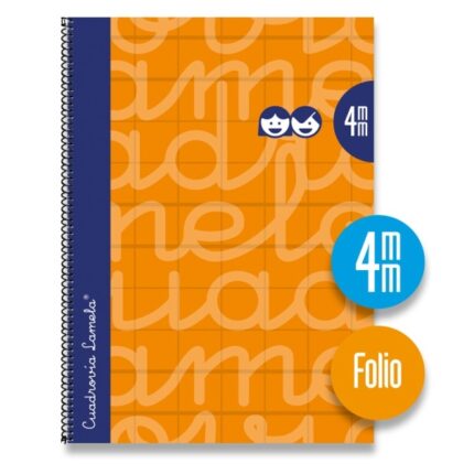 Lamela Quaderno a spirale con 80 fogli da 70 g/m² con margine - Formato Folio - Righe a quadratini da 4 mm - Copertina extra rigida - Carta offset bianca extra - Colore arancione