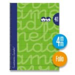 Lamela Quaderno a spirale con 80 fogli da 90 g/m² con margine - Formato Folio - Righe a 4 mm - Copertina extra rigida - Carta offset bianca extra - Colore verde