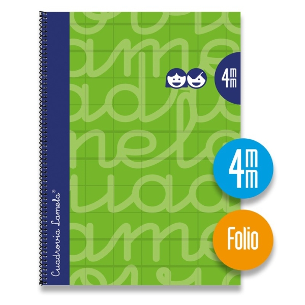 Lamela Quaderno a spirale con 80 fogli da 90 g/m² con margine - Formato Folio - Righe a 4 mm - Copertina extra rigida - Carta offset bianca extra - Colore verde