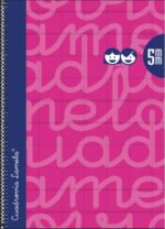 Lamela Quaderno a spirale con 80 fogli da 90 g/m² con margine - Formato Folio - Righe a quadratini da 5 mm - Copertina extra rigida - Carta offset bianca extra - Colore fucsia