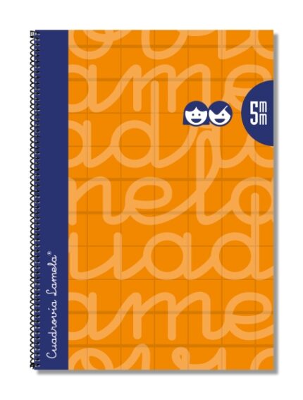 Lamela Quaderno a spirale con 80 fogli da 90 g/m² con margine - Formato Folio - Righe a 5 mm - Copertina extra rigida - Carta offset bianca extra - Colore arancione