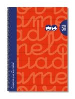 Quaderno a spirale Lamela con 80 fogli da 90 g/m² con margine - Formato Folio - Righe a quadratini da 5 mm - Copertina extra rigida - Carta offset bianca extra - Colore rosso