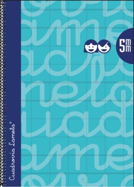 Lamela Quaderno a spirale con 80 fogli da 90 g/m² con margine - Formato Folio - Righe a 5 mm - Copertina extra rigida - Carta offset bianca extra - Colore turchese