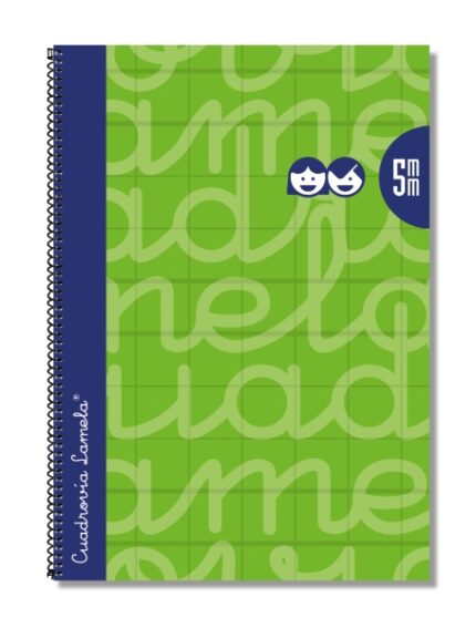 Lamela Quaderno a spirale con 80 fogli da 90 g/m² con margine - Formato Folio - Righe a quadratini da 5 mm - Copertina extra rigida - Carta offset bianca extra - Colore verde
