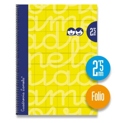 Lamela Quaderno a spirale con 80 fogli da 90 g/m² con margine - Formato Folio - Righe a 2