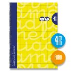 Quaderno a spirale Lamela con 80 fogli da 90 g/m² con margine - Formato Folio - Righe a quadratini da 4 mm - Copertina extra rigida - Carta offset bianca extra - Colore giallo