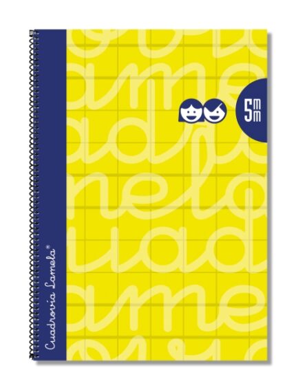 Quaderno a spirale Lamela con 80 fogli da 90 g/m² con margine - Formato Folio - Righe a quadratini da 5 mm - Copertina extra rigida - Carta offset bianca extra - Colore giallo