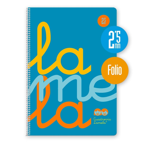 Quaderno a spirale Lamela con 80 fogli da 90 g/m² con margine - Formato Folio - Righe Cuadrovia da 2