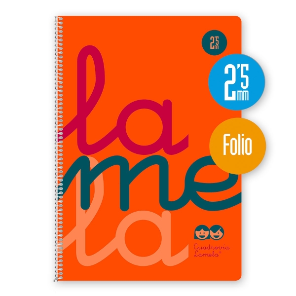 Quaderno a spirale Lamela con 80 fogli da 90 g/m² con margine - Formato Folio - Righe Cuadrovia da 2