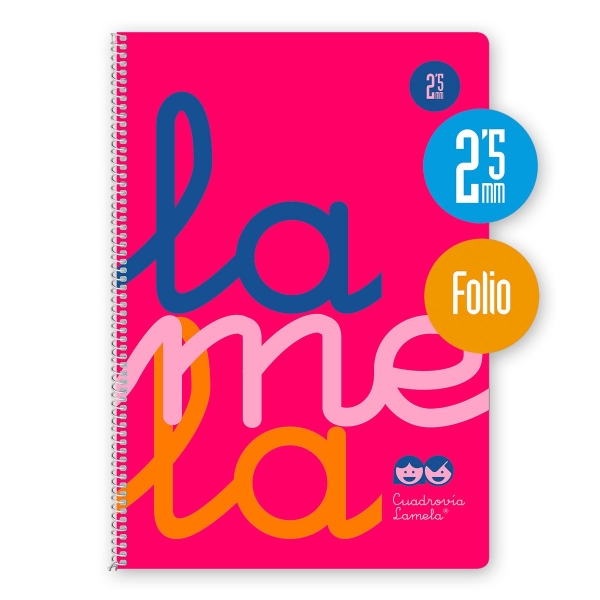 Quaderno a spirale Lamela con 80 fogli da 90 g/m² con margine - Formato Folio - Righe a 2