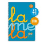 Quaderno a spirale Lamela con 80 fogli da 90 g/m² con margine - Formato Folio - Righe Cuadrovia da 4 mm - Copertina in polipropilene - Carta offset bianca extra - Colore blu fluorescente
